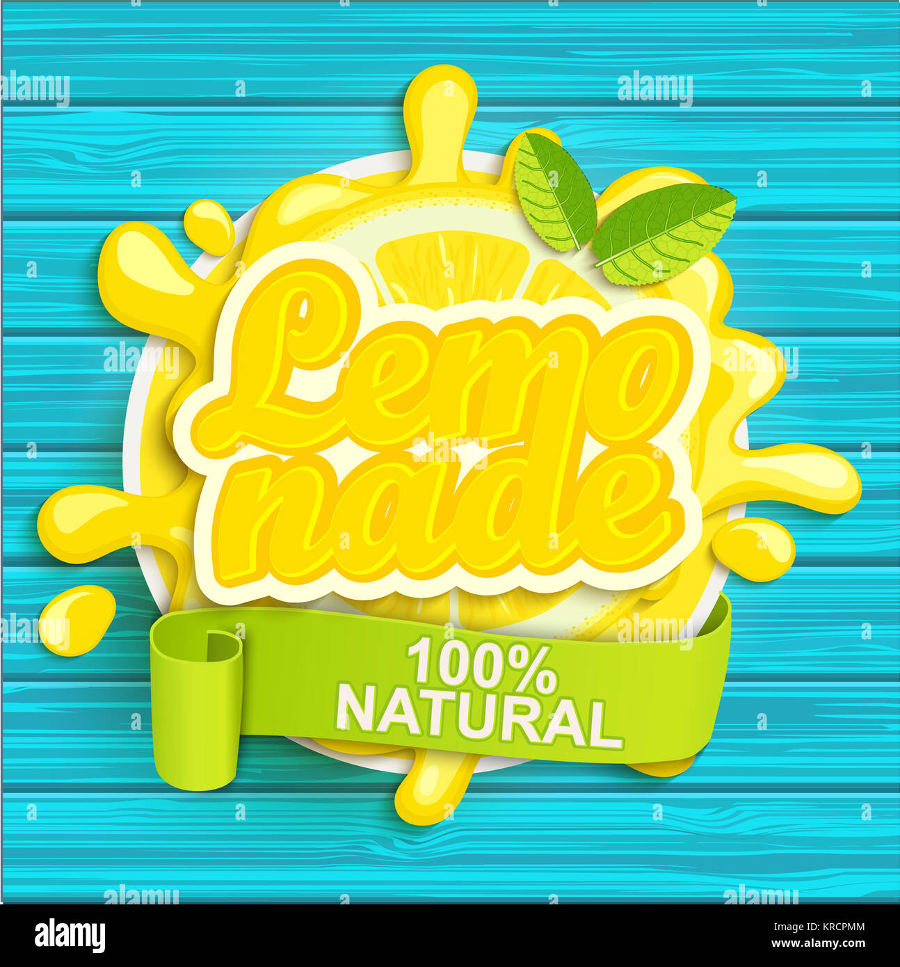 Lemonade label splash Stock Photo - Alamy