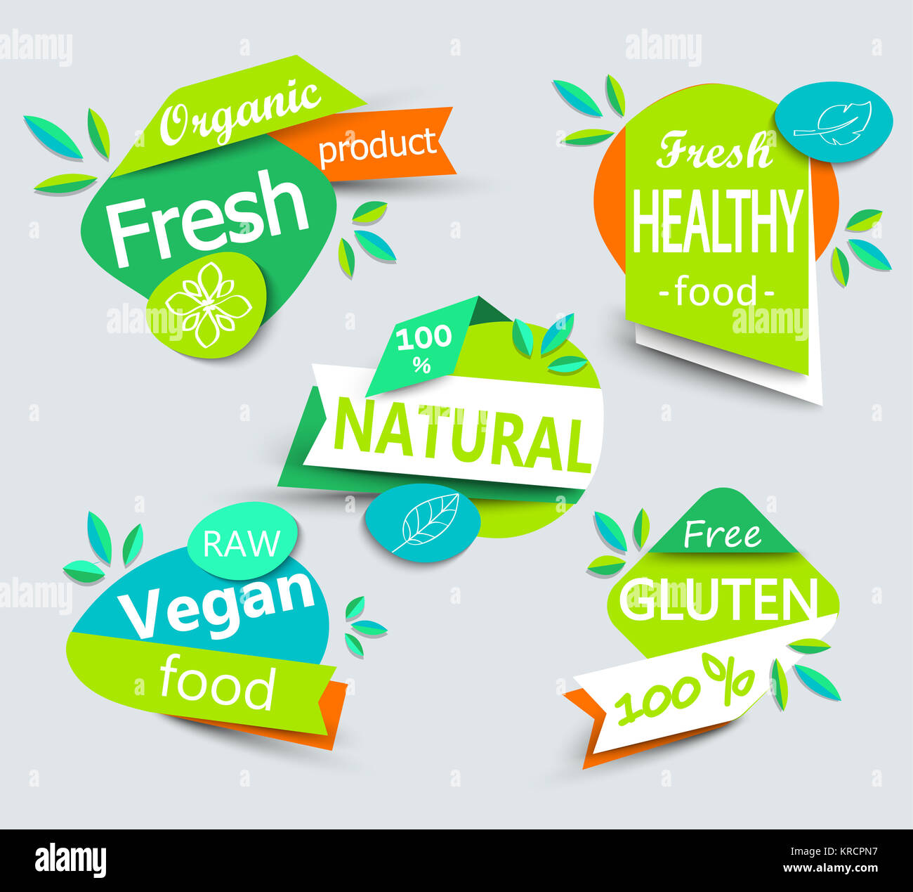Modern vector set of healthy organic food labels Stock Photo - Alamy