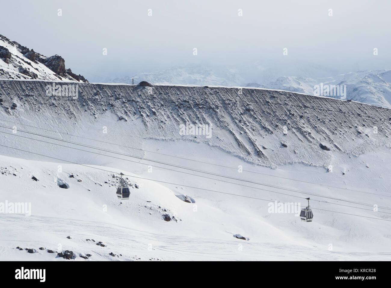 Cabins cable car on a background of mountains Stock Photo - Alamy
