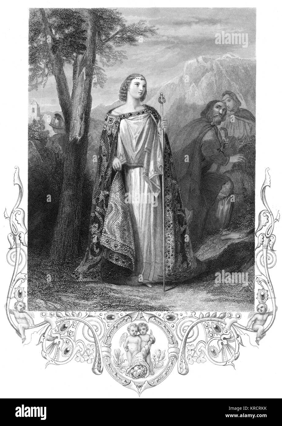 The reign of Brian Boru, when a richly drssed lady could walk from one end of the island to the other without any one seeking to steal her jewelry or anything else Date: 1001 Stock Photo