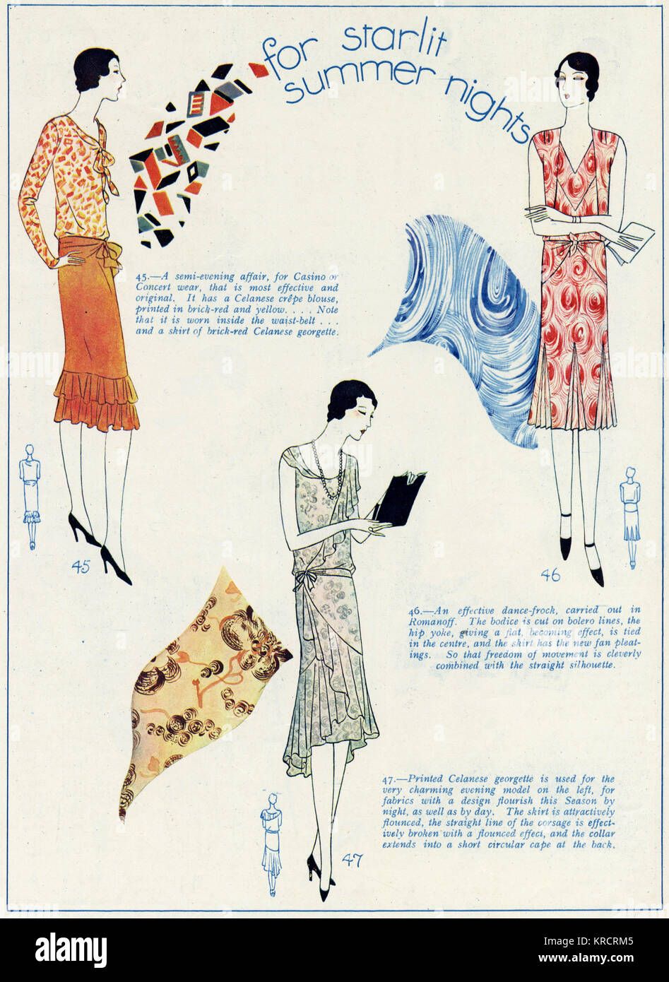 Summer patterned dresses 1929 Stock Photo - Alamy