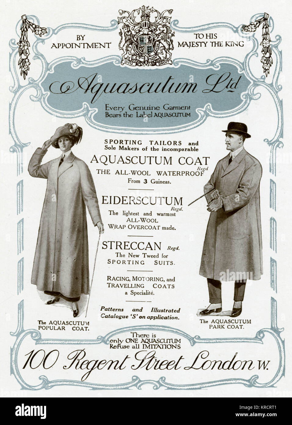Advert for Aquascutum coats 1912 Stock Photo - Alamy