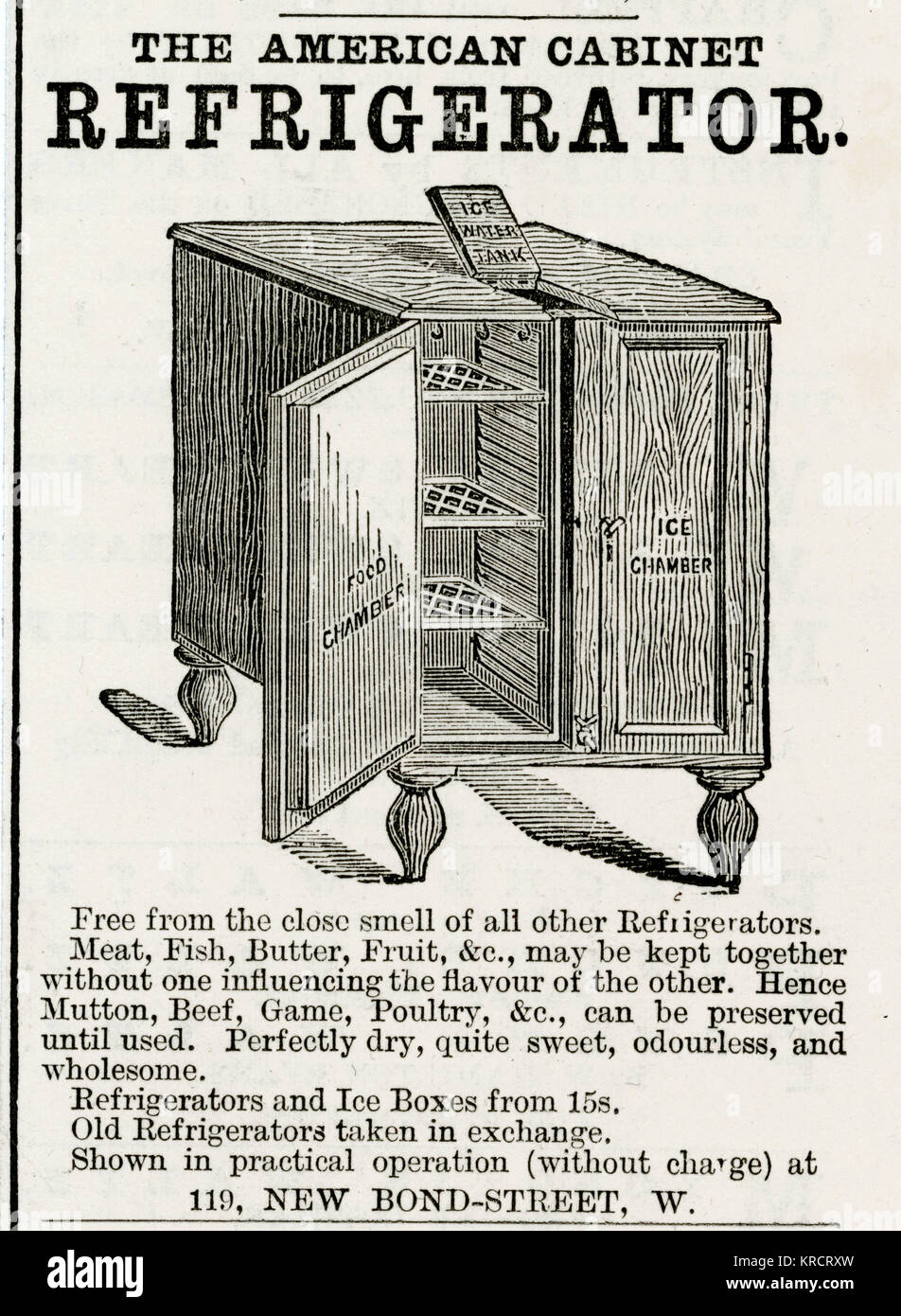 American refrigerator & ice box 1883 Stock Photo