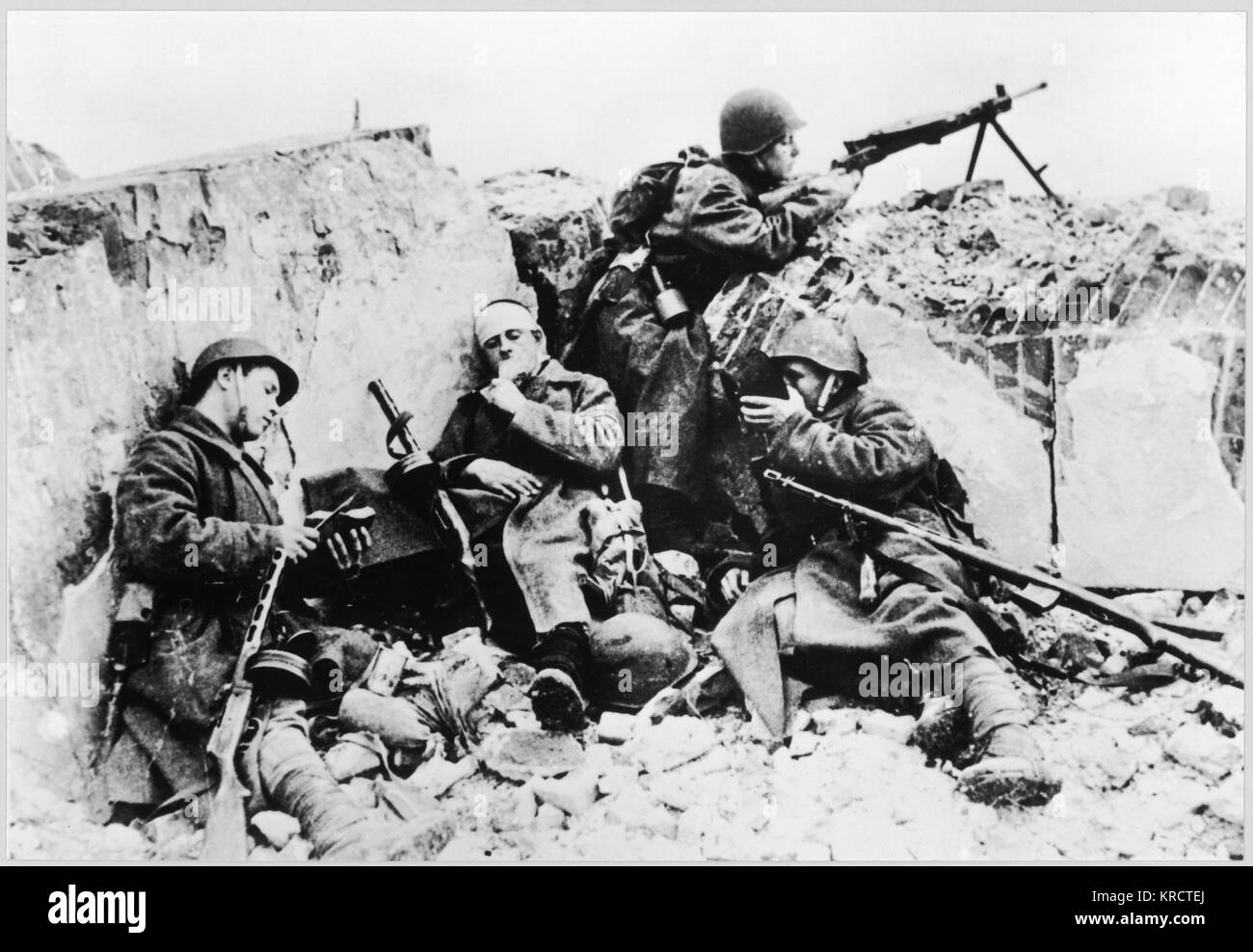 Russian soldiers entrenched Date: 1942-43 Stock Photo