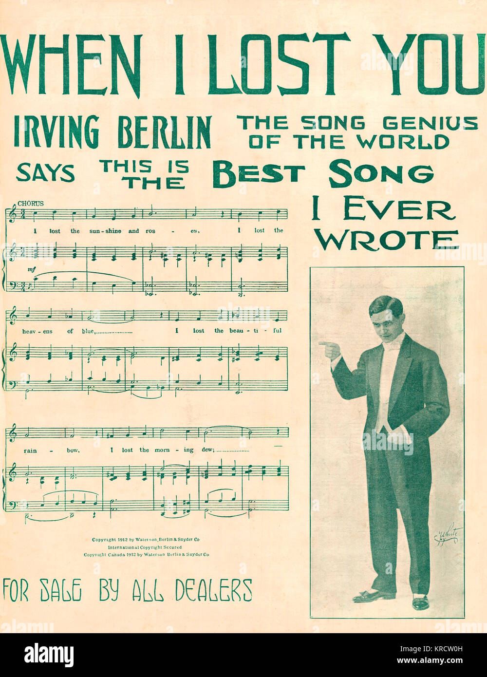 IRVING BERLIN American songwriter, who wrote such famous songs as 'Alexander's Ragtime Band'. Date: 1888 - 1989 Stock Photo