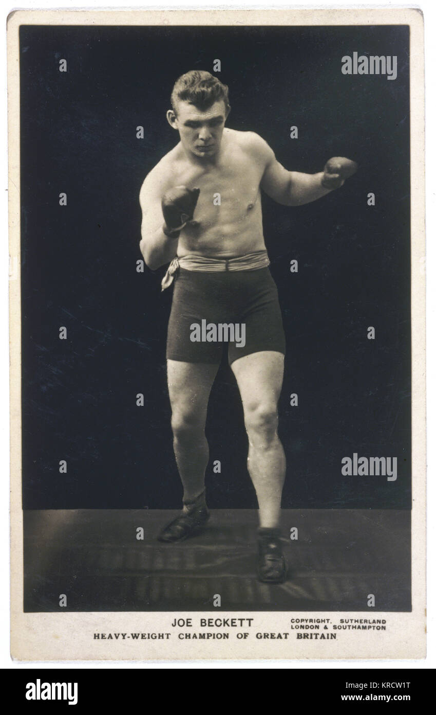 Joe Beckett (1892-1965), Heavyweight Boxing Champion of Great Britain, in action. Date: 1920s Stock Photo