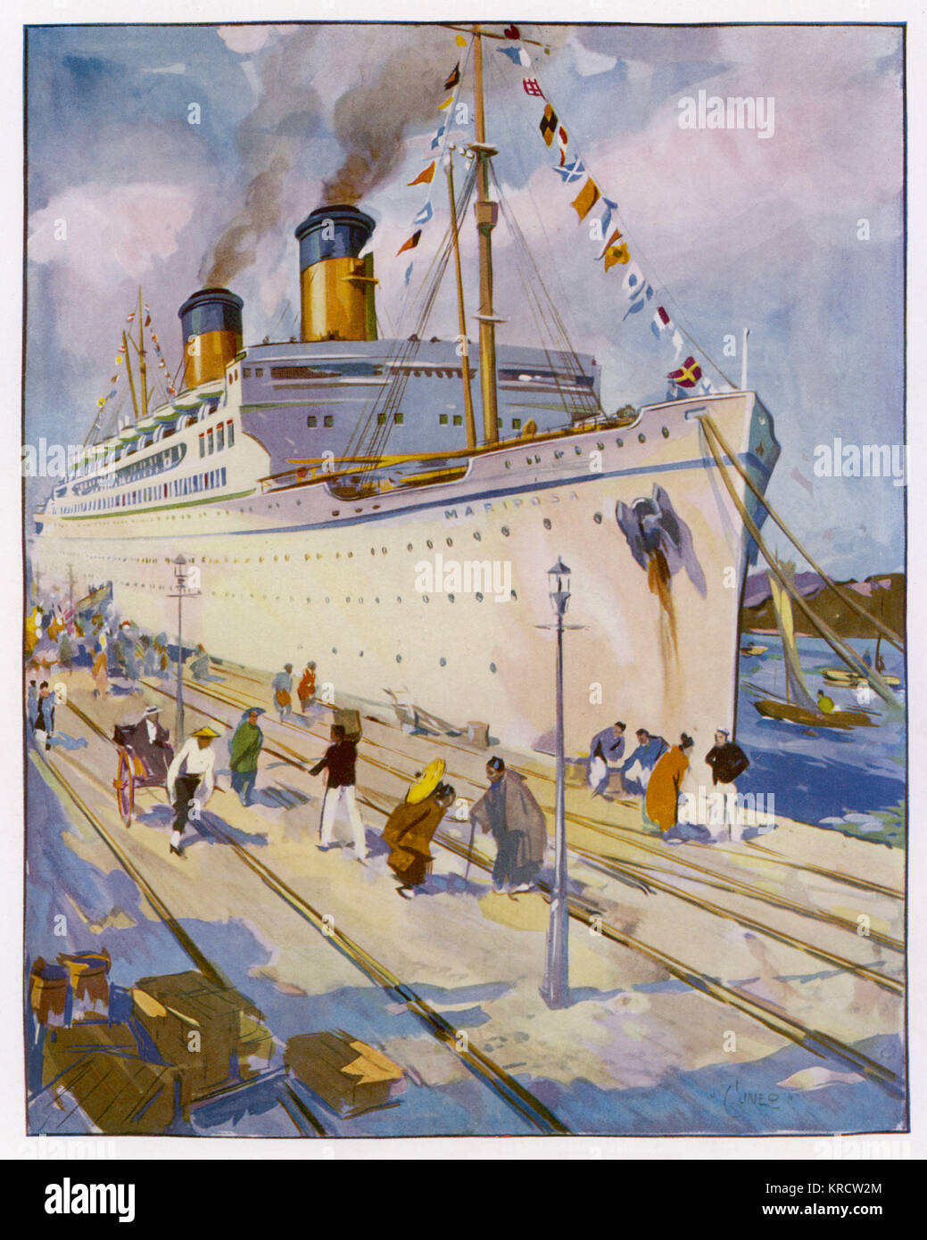 The Matson-Oceanic trans- Pacific liner. Later sold and renamed S.S. Homeric. Damaged in a fire at sea in 1973, scrapped the following year. Date: Launched 1931 Stock Photo
