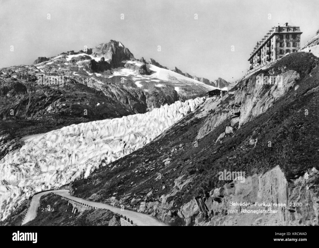 View of the Rhone Glacier, in the Swiss Alps Stock Photo