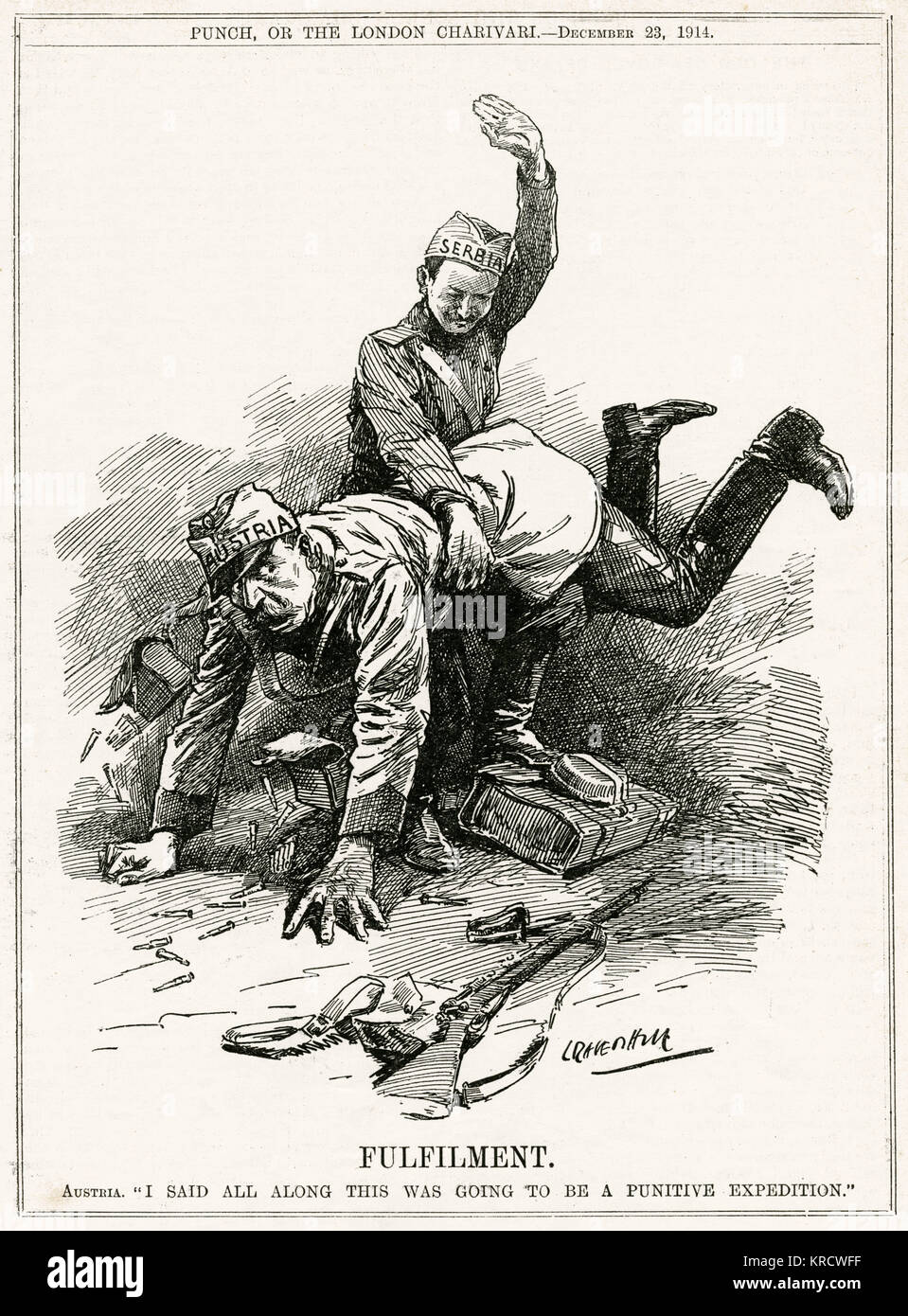 Cartoon, Fulfilment (Serbia and Austria)  WW1 Stock Photo