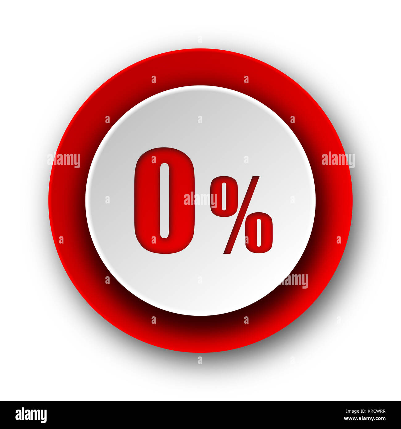 0 percent red modern web icon on white background Stock Photo - Alamy