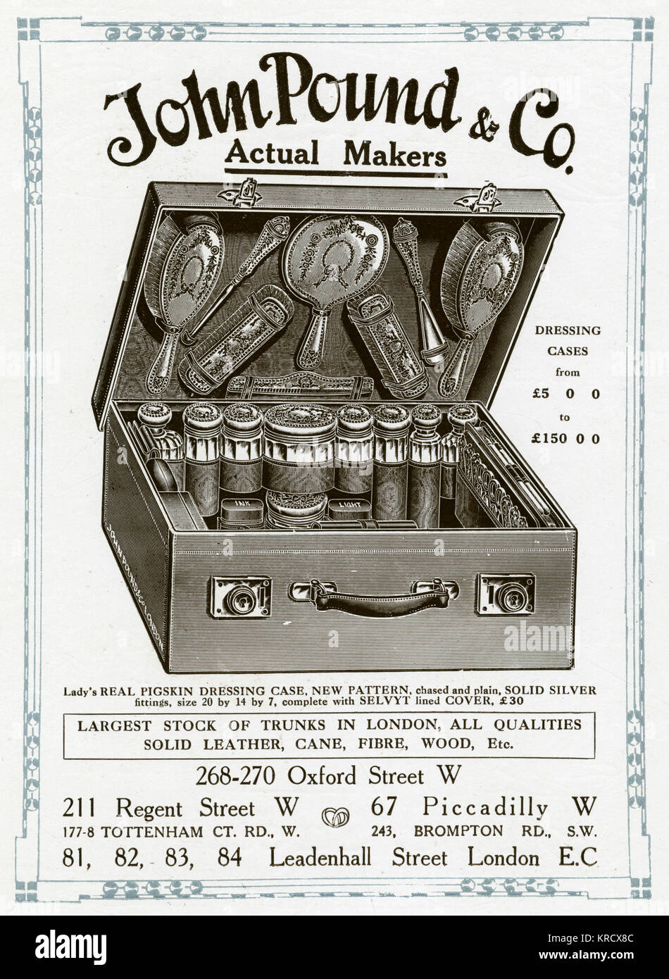 Advert for John Pound & Co dressing case 1912 Stock Photo