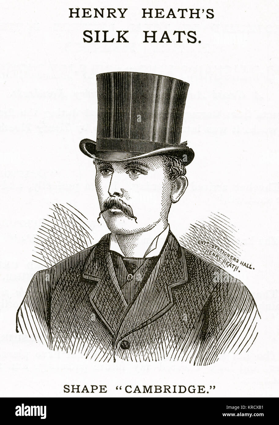 Gentleman wearing a silk top-hat called 'Cambridge'. Date: 1880 Stock ...