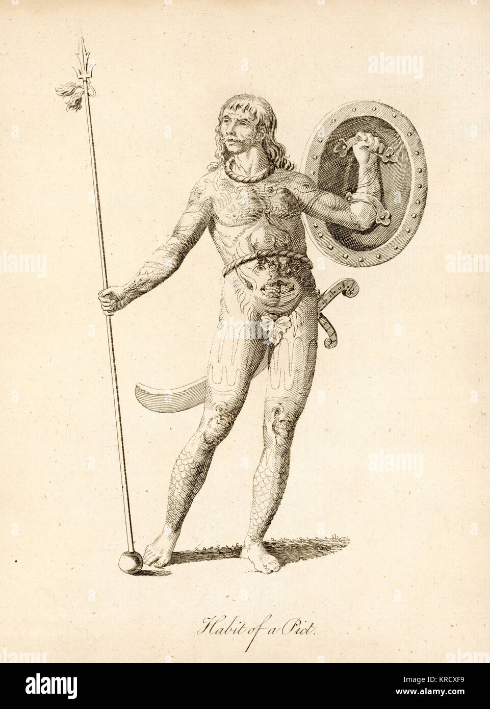 A Pict warrior dressed in woad          Date: circa 5th century Stock Photo