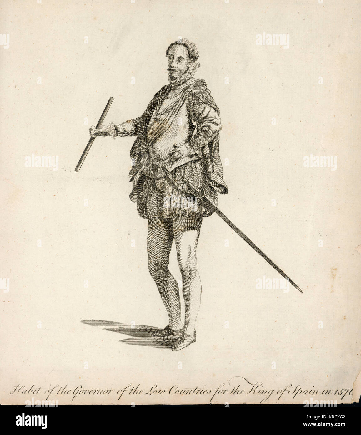 Habit of the Govenor of the Low Countries for the King of Spain, Philip II Date: 1576 Stock Photo
