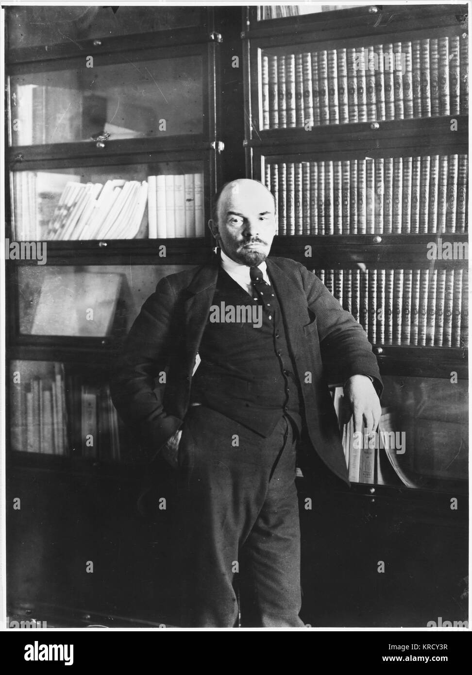 VLADIMIR ILICH ULYANOV LENIN Soviet statesman, in a relaxed pose, in ...
