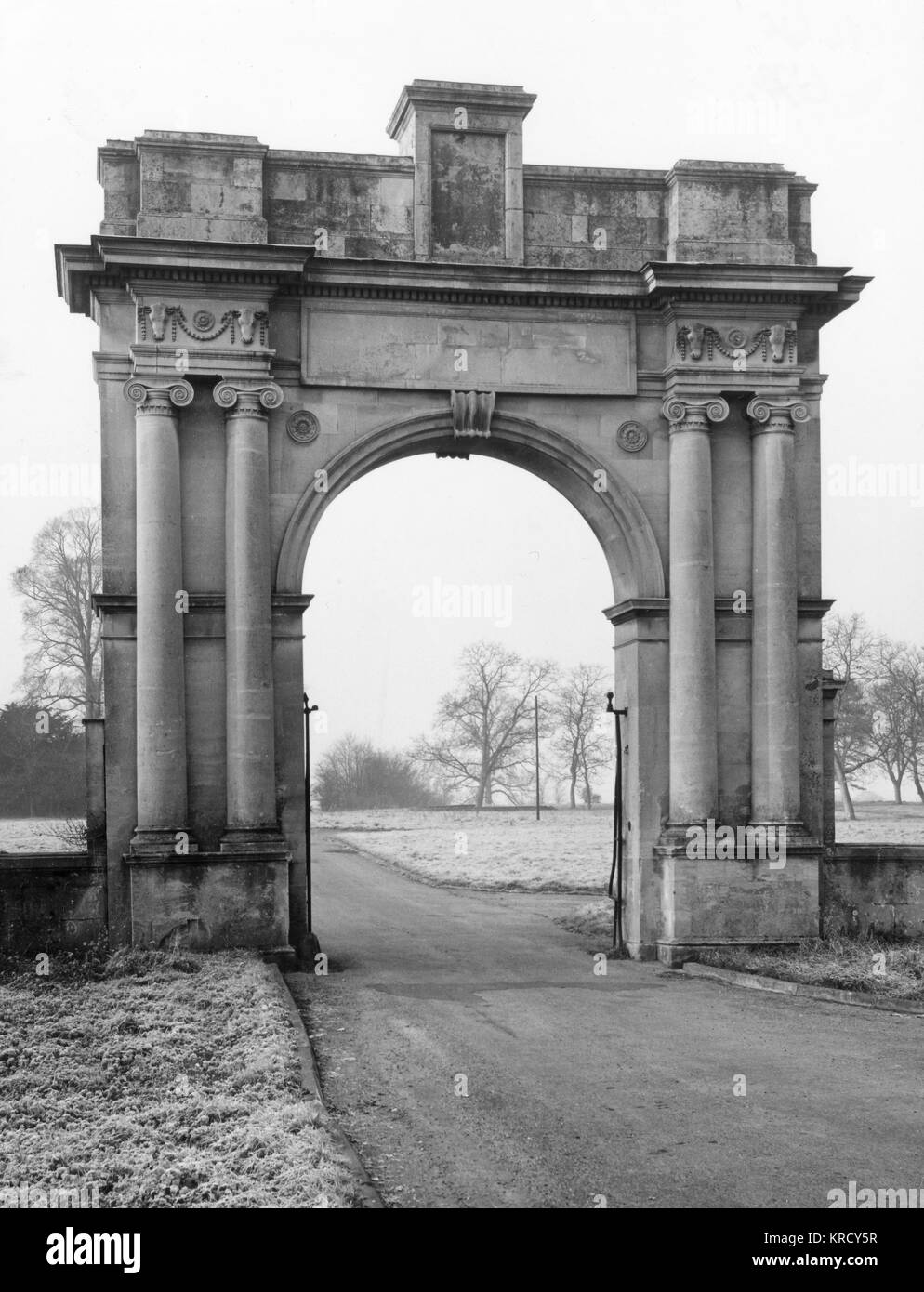 The main entrance gateway to  the mansion at Croome  d'Abitot, Worcestershire,  England. Designed by  Capability Brown with  interiors by Robert Adam.     Date: completed 1763 Stock Photo