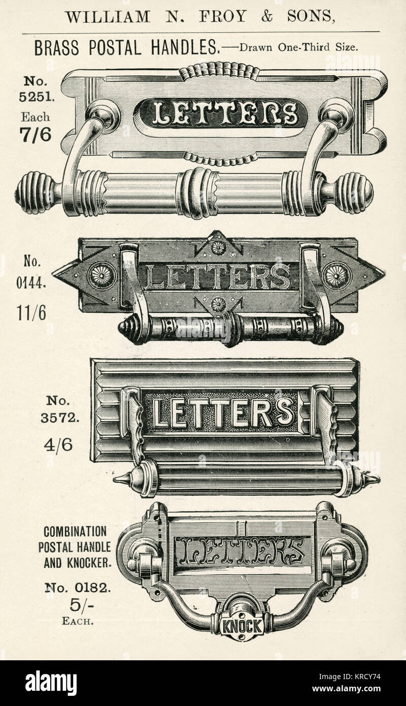 Brass postal, door handles and letter plates Stock Photo Alamy