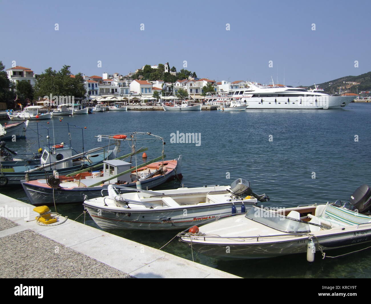 The small harbour of Votsi  with it's beautiful turquoise  water.     2006 Stock Photo