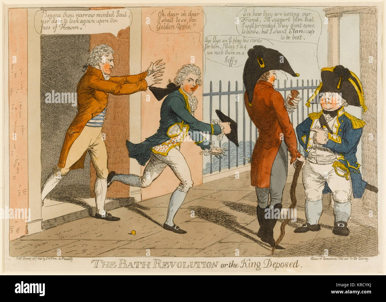 Satirical cartoon, The Bath Revolution or the King Deposed Stock Photo ...