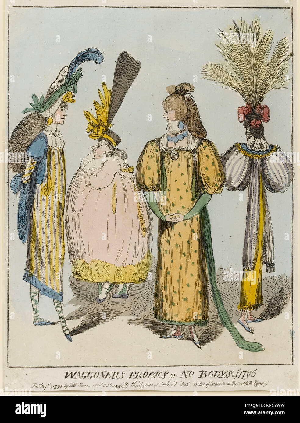 Satirical cartoon, Waggoners Frocks or no bodys of 1795 Stock Photo