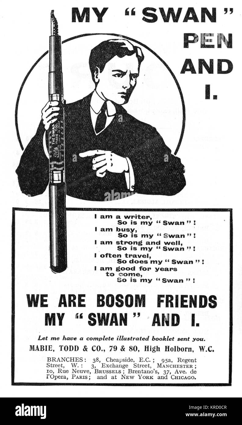 Advertisement for Swan Pen Stock Photo