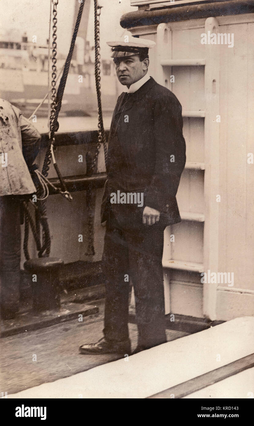 Lieutenant (Sir) Ernest Shackleton (1874-1922), Antarctic explorer.   In the year this photograph was taken he and three companions established a record for reaching the farthest southern point from the South Pole, for which he was knighted by King Edward VII on his return.        Date: 1909 Stock Photo