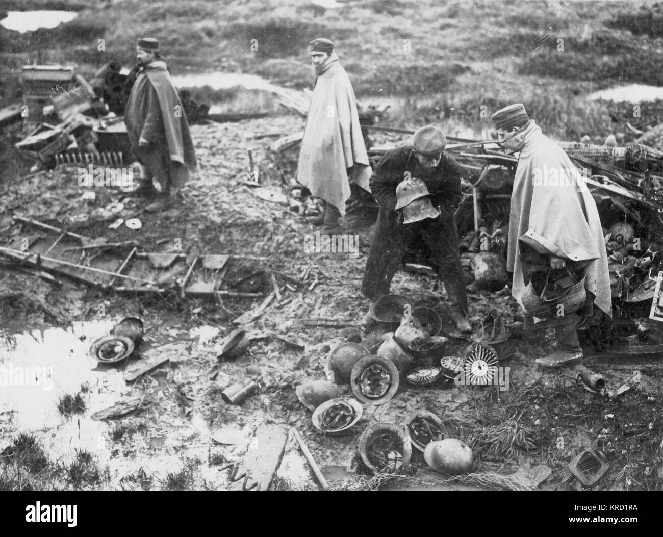 Clearing up after the Battle of Menin Road Stock Photo