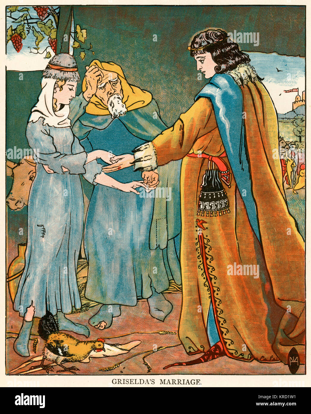 Canterbury Tales: The Clerk's Tale.  The marriage of Lord Walter of Saluzzo to Griselda     Date: First published: circa 1387 Stock Photo