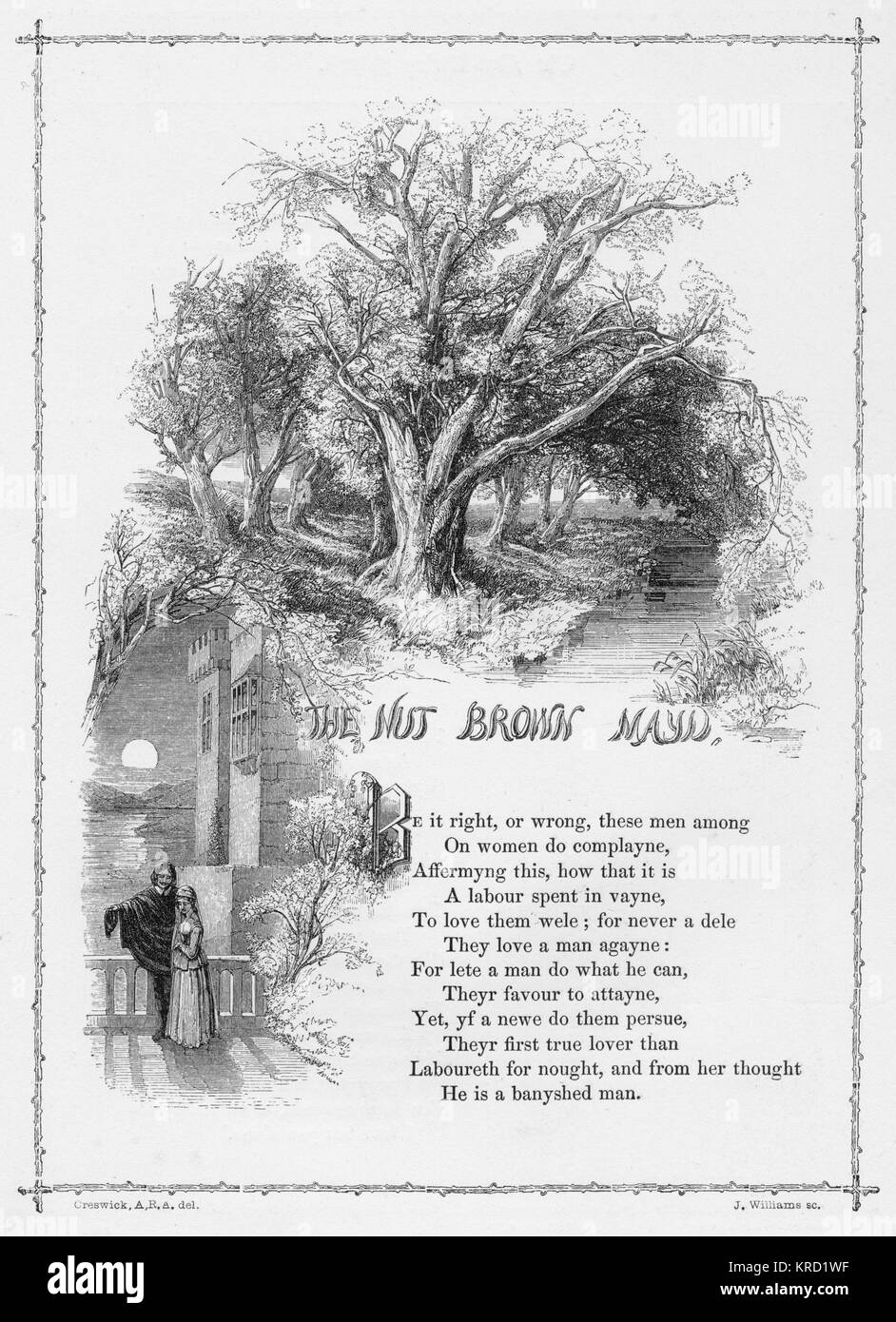 THE NUT BROWN MAYD (Maid - Maiden) Popular British Ballad by an anonymous author, praising the virtues of a devoted woman. First appearing around the 16th century. Date: 1853 Stock Photo