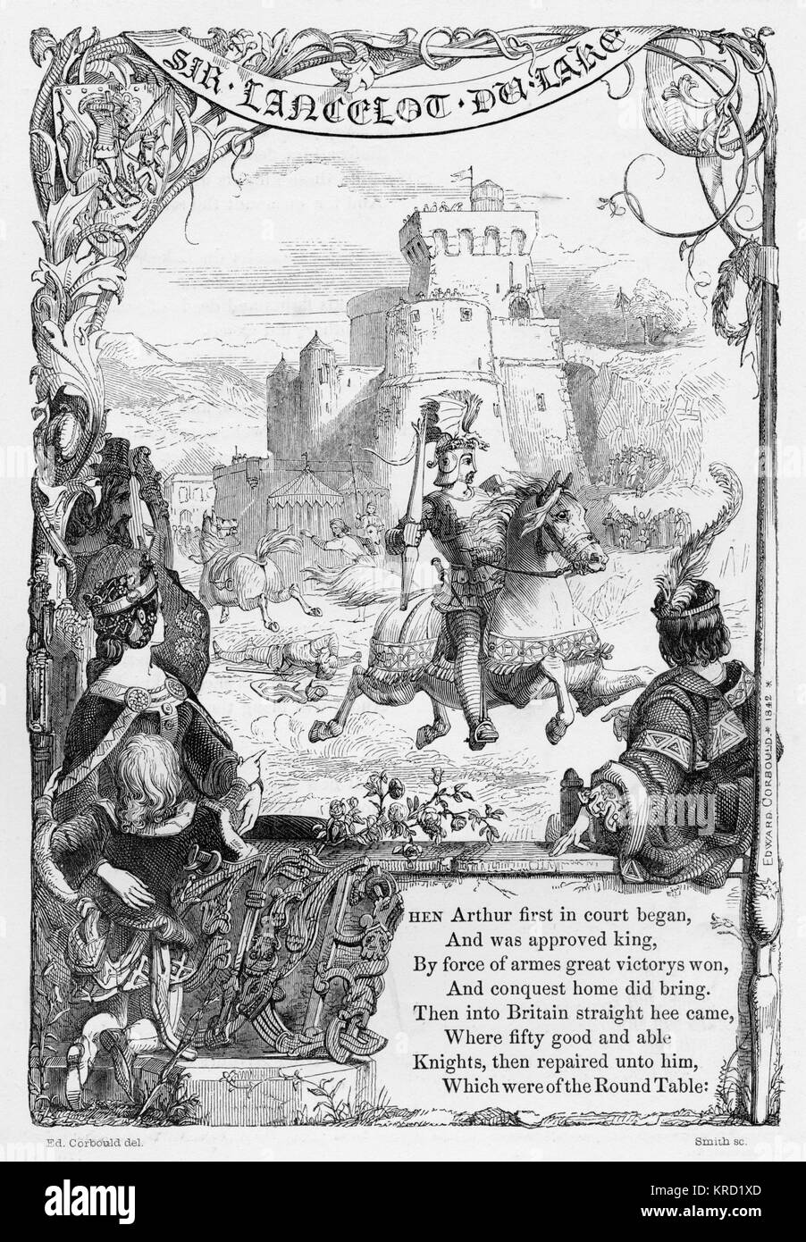 SIR LANCELOT DU LAC. British ballad telling the tale of one of the greatest  of the Knights of the Round Table in the Arthurian legend. Date: 1853 Stock  Photo - Alamy