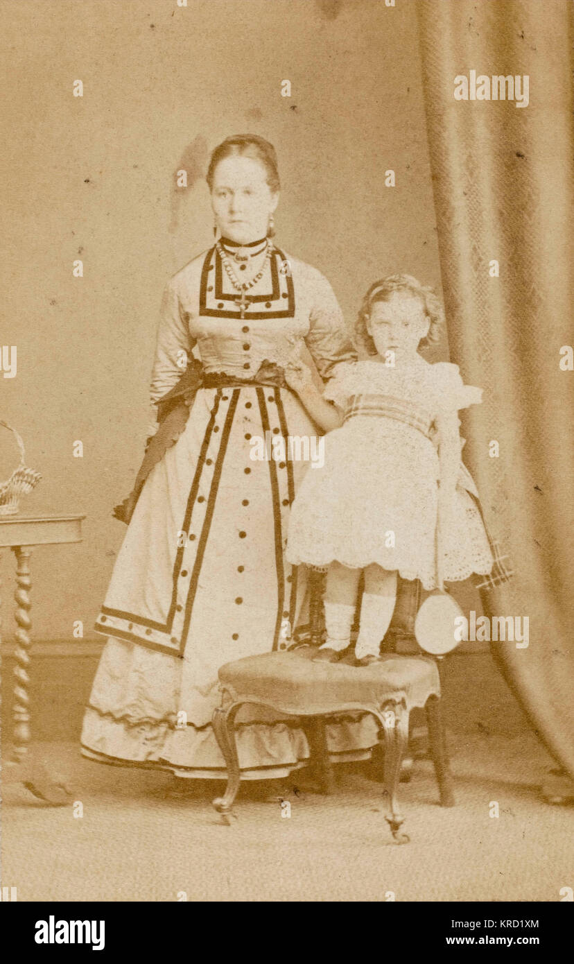 Victorian girl with her nanny (Polhill-Turner family) Stock Photo