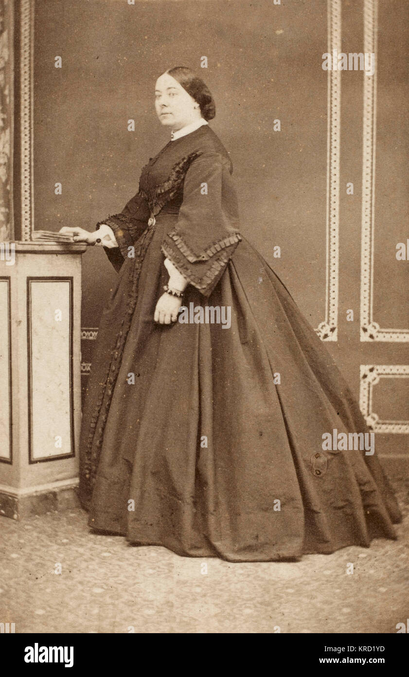 Victorian woman in a dark crinoline dress Stock Photo Alamy