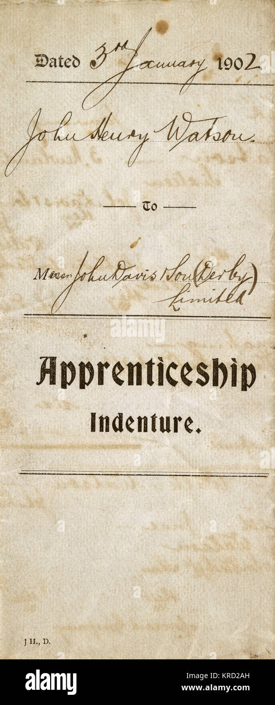 Front cover, Apprenticeship Indenture Stock Photo