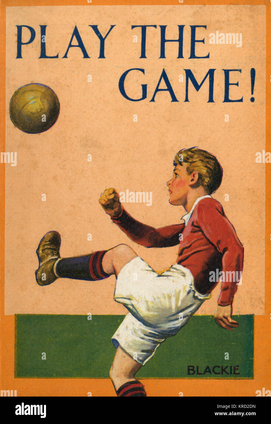 Front cover of a book depicting a young boy kicking a football on the front cover.     Date: c.1941 Stock Photo