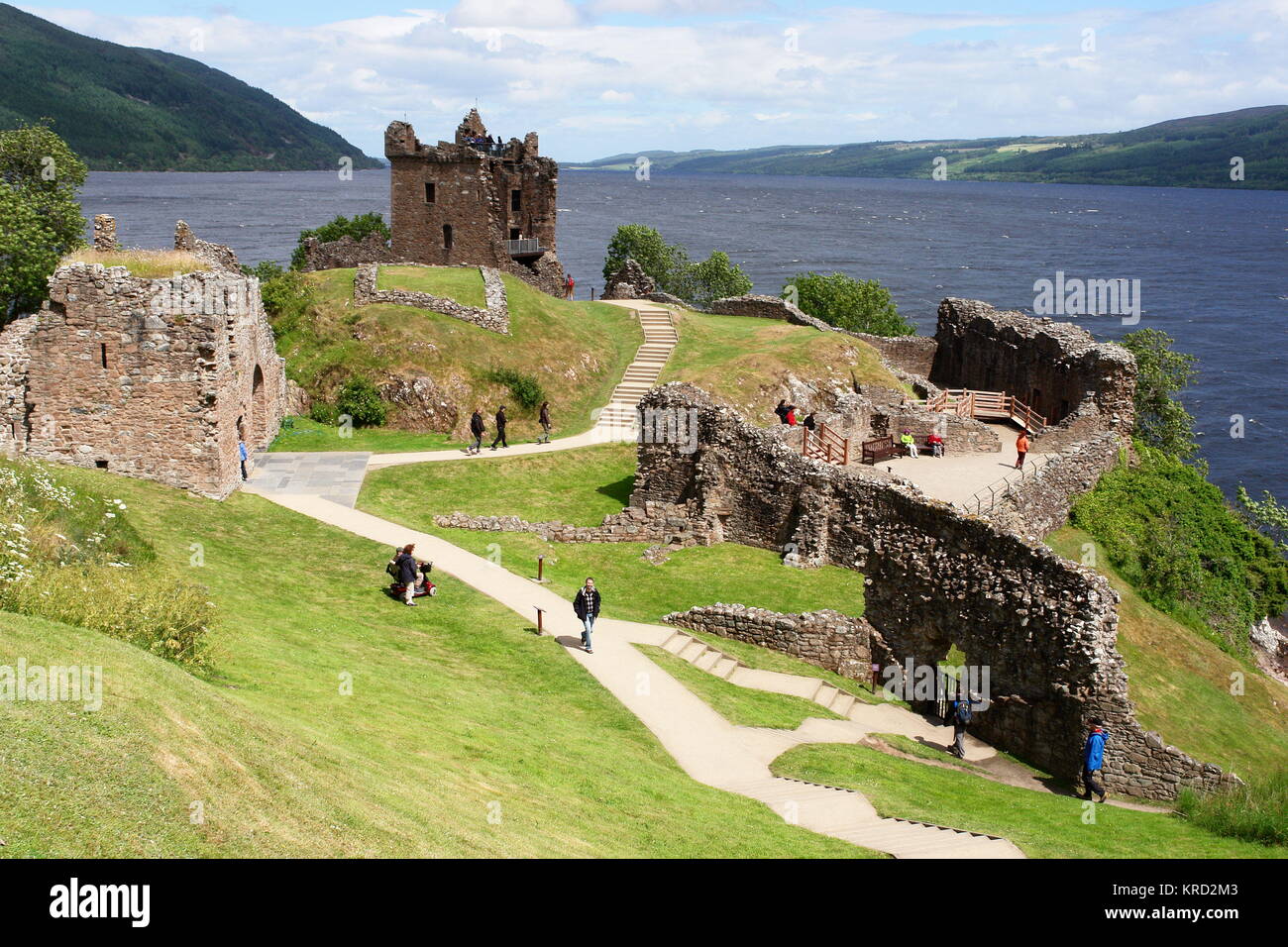 View of the ruins of Dunollie Castle, on a hill just north of Oban, on the west coast of Scotland.  The building dates from the 15th century, and is linked to the Clan MacDougall.     Date: 2010 Stock Photo