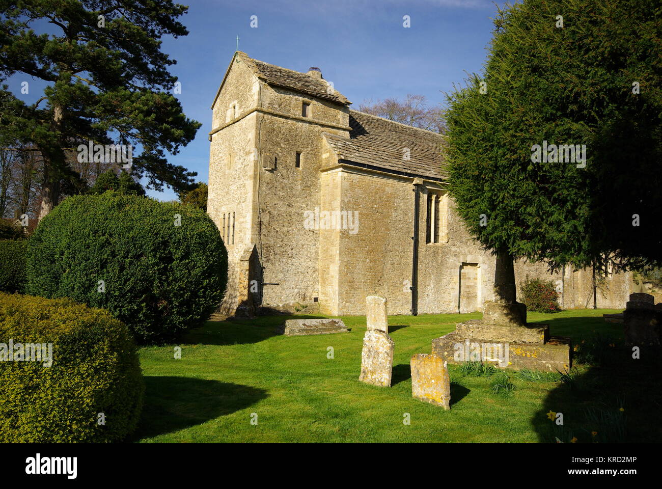 St Peter's Church in the village of Ampney St Peter, Cotswolds, Gloucestershire. Stock Photo