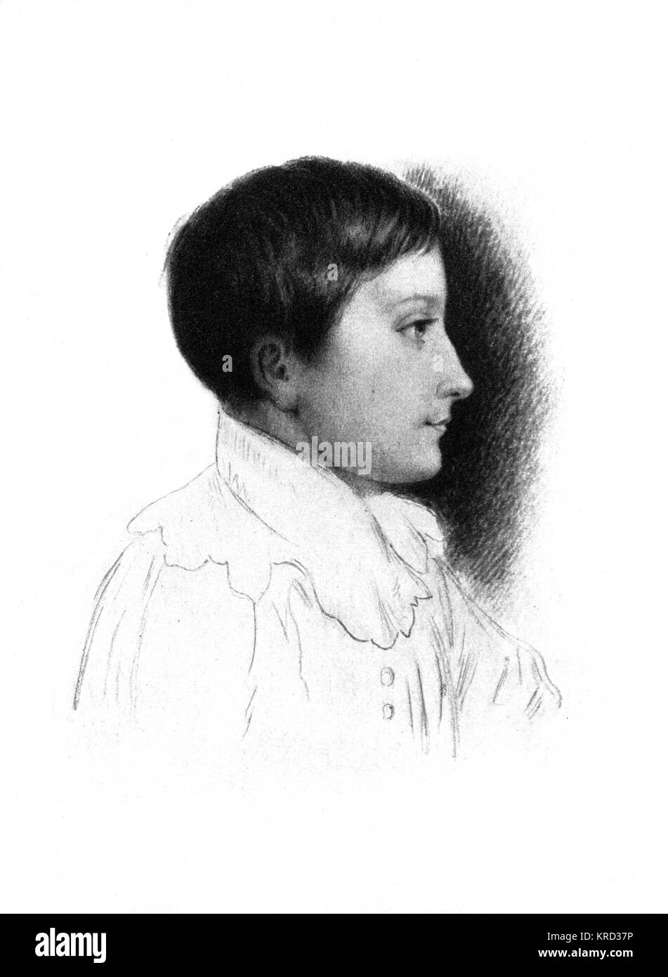 H.S.H Prince Albert of Saxe-Coburg-Gotha, later the Prince Consort, husband of Queen Victoria (1819-1861), pictured as a young boy of nine years old. Date: c.1828 Stock Photo