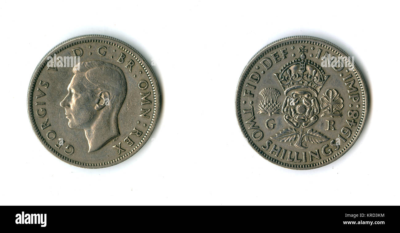 1943 " S " 2/ Silver TWO Shilling Florin KING GEORGE VI  Very Nice TWO BOB 
