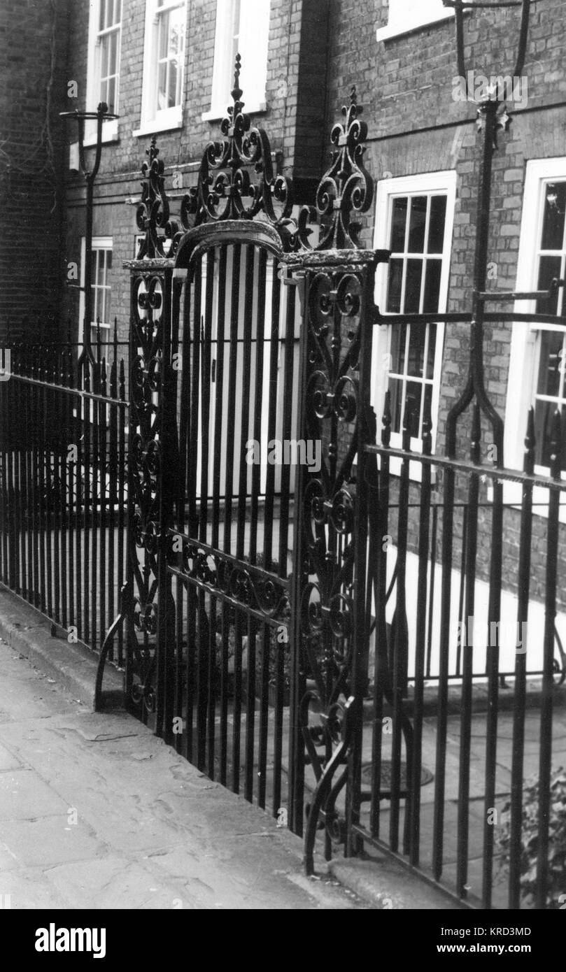 Wrought iron gate railings Black and White Stock Photos & Images - Alamy