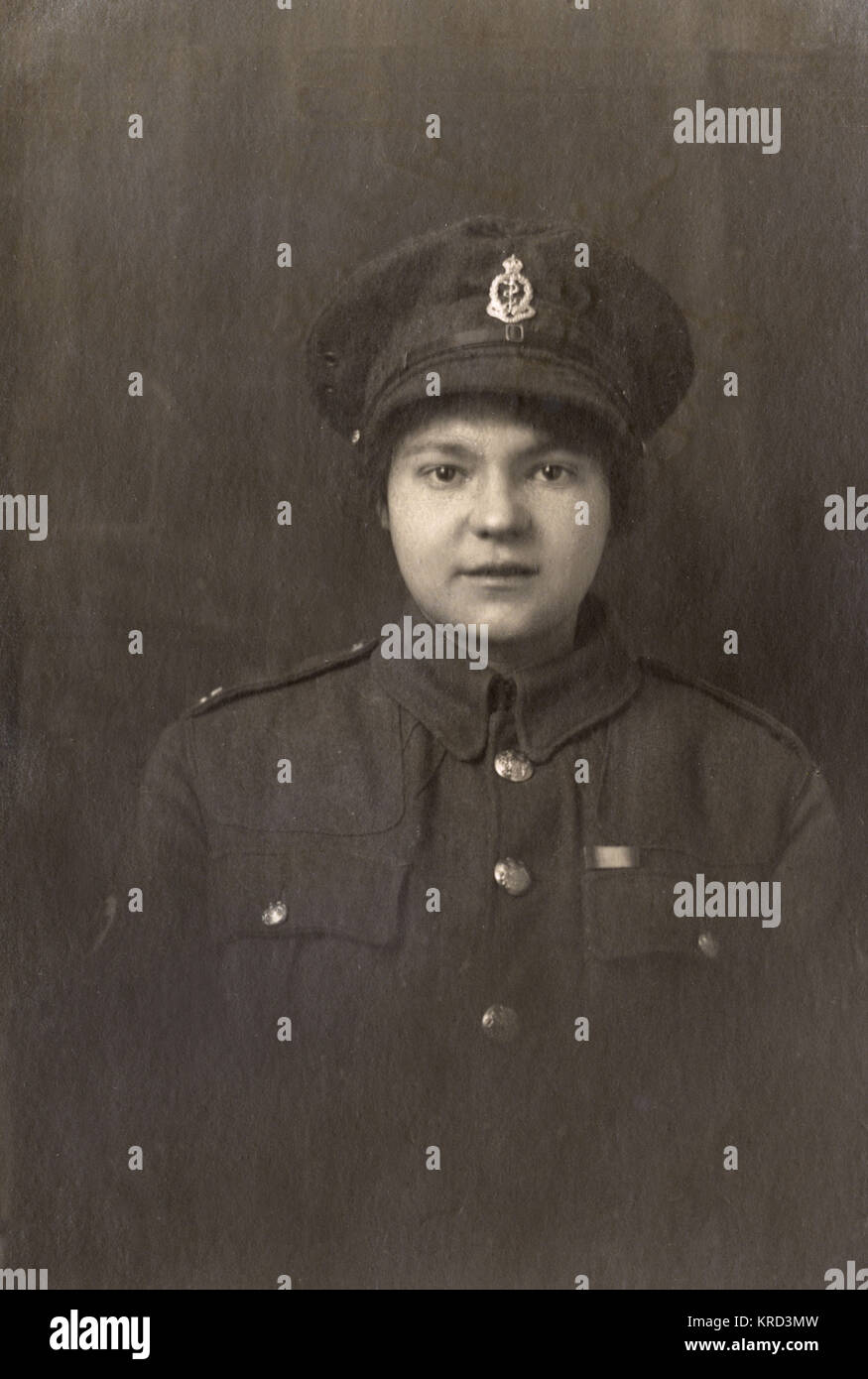 Young woman in British soldier's uniform, WW1 Stock Photo