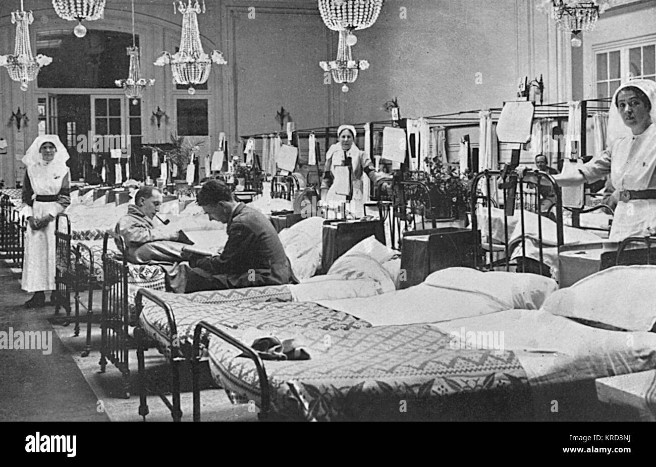 A great house converted into a military hospital, WW1 Stock Photo