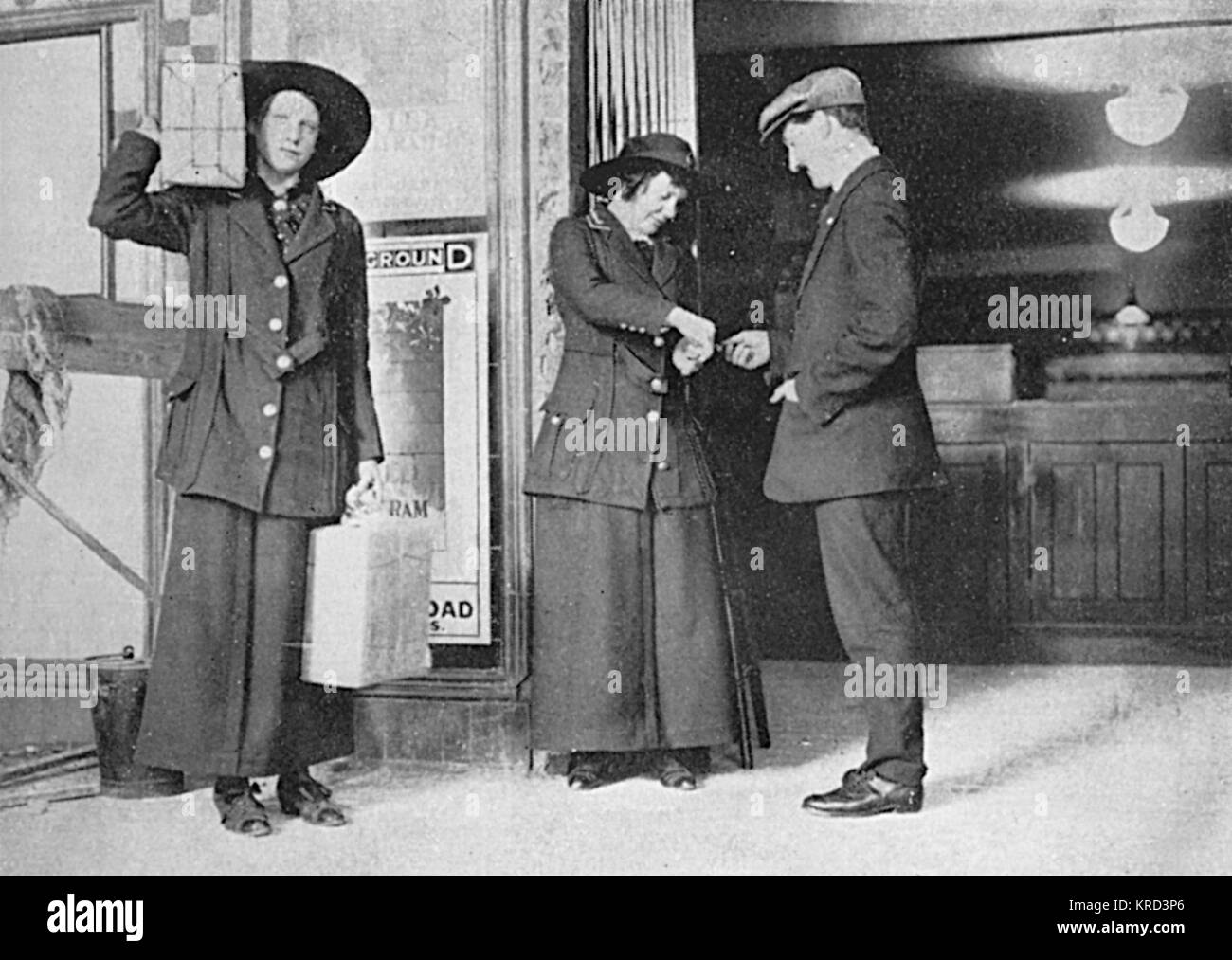 Woman railway officials on the Underground, WW1 Stock Photo