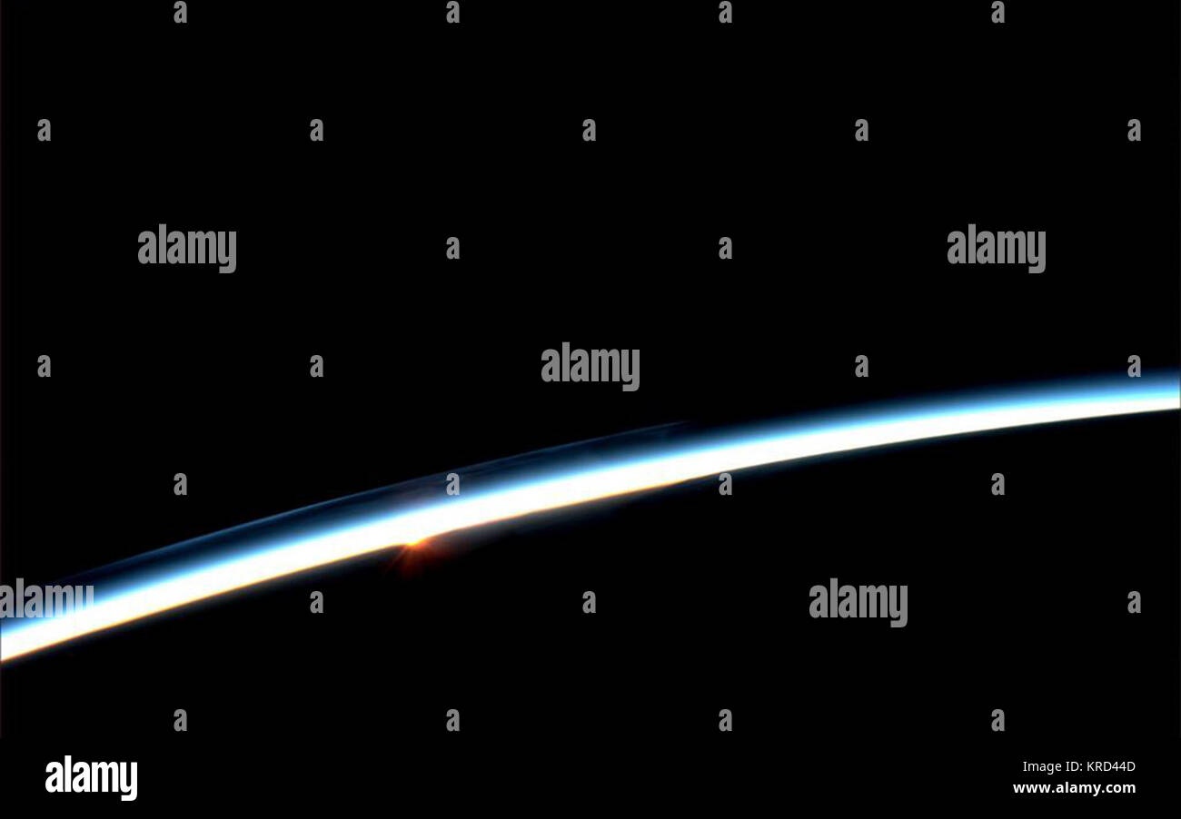 First Hint of Sunrise From Space Stock Photo - Alamy