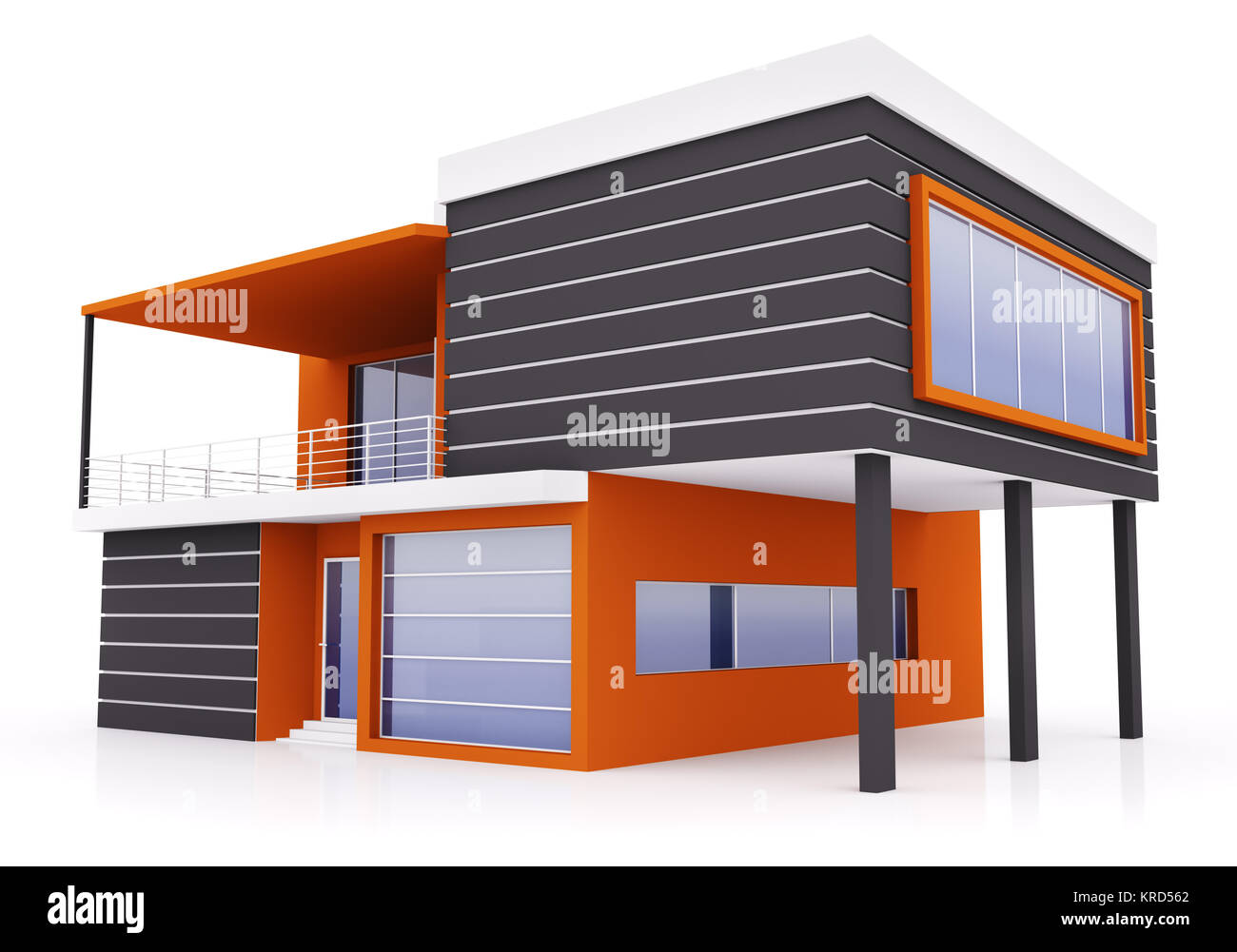 Exterior of modern orange black private house Stock Photo Alamy