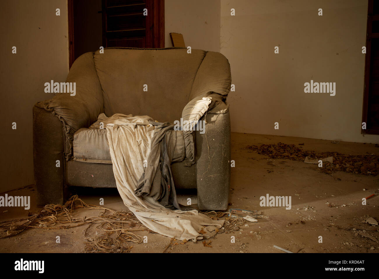 Furniture left in an abandoned house Stock Photo Alamy