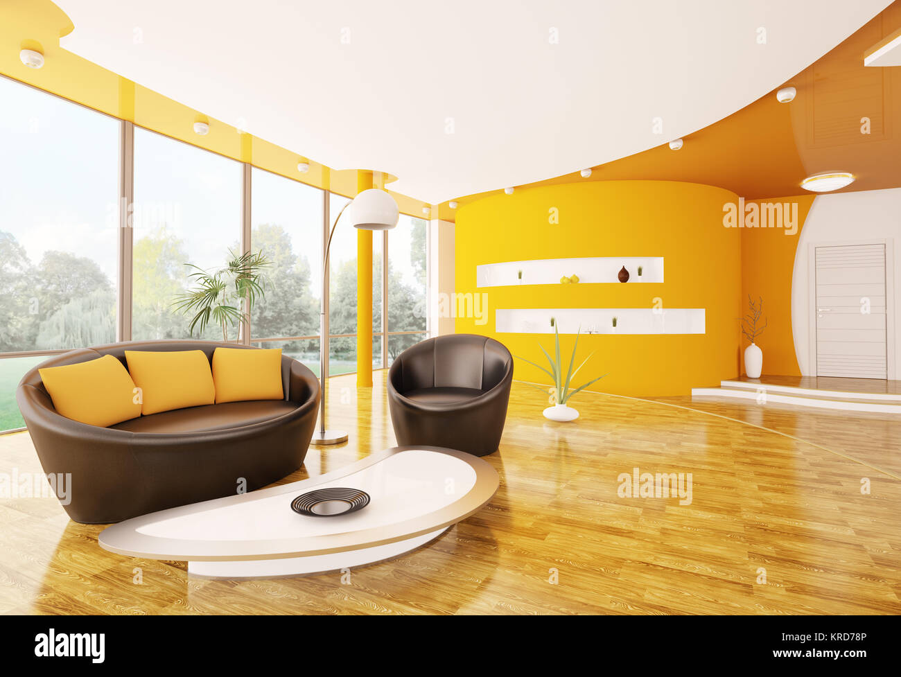 Interior design of modern living room 3d render Stock Photo Alamy