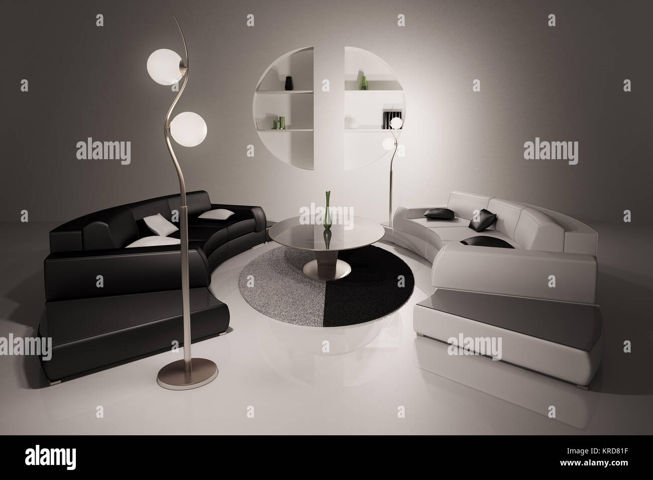 White sofas black white carpet hi-res stock photography and images - Alamy