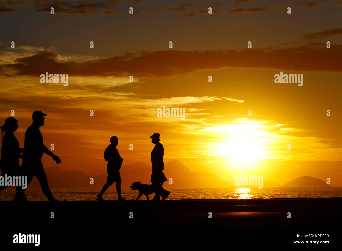 People doing sport activities early morning at Copacabana beach, Rio de ...