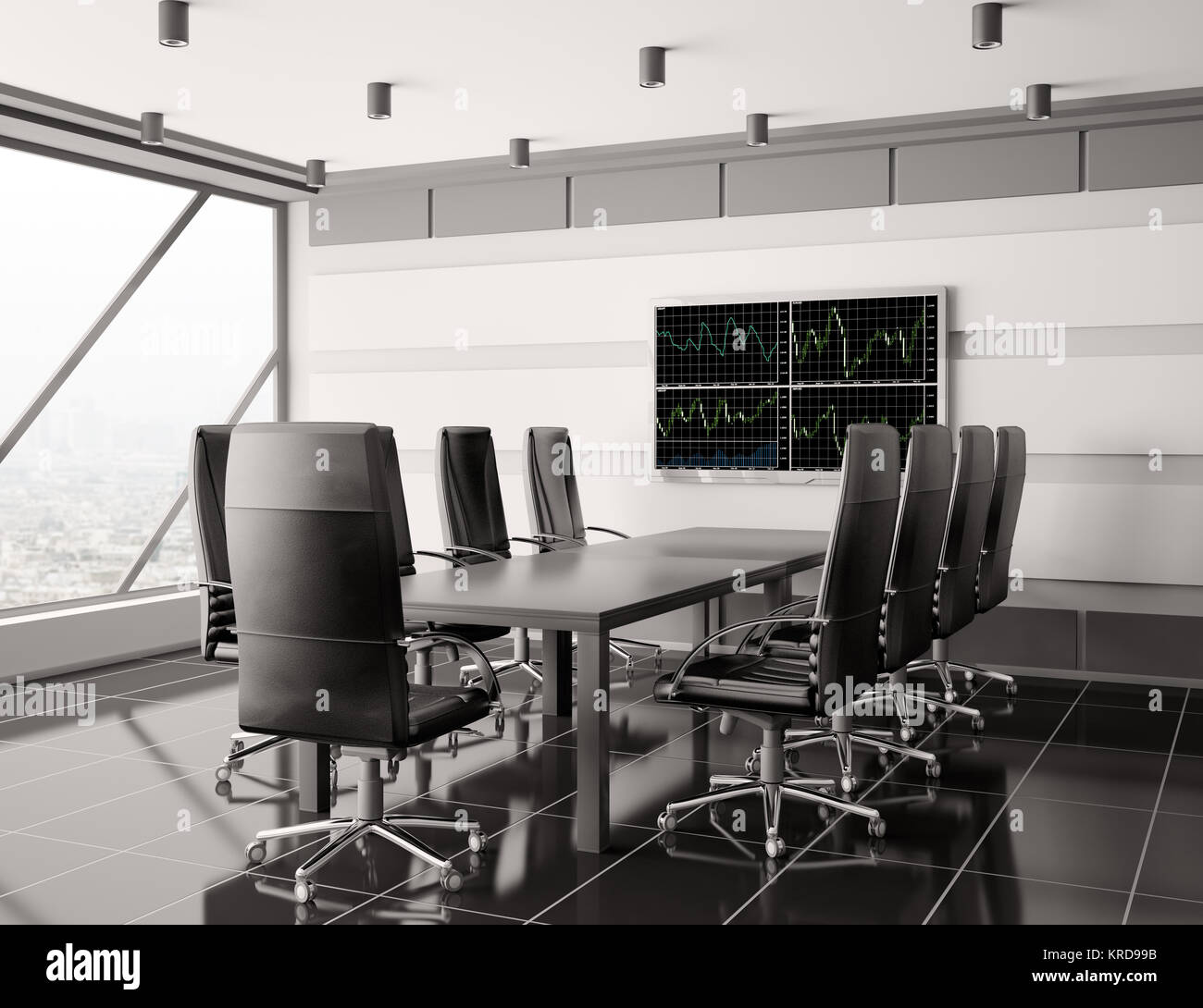 Modern boardroom with lcd interior 3d render Stock Photo - Alamy