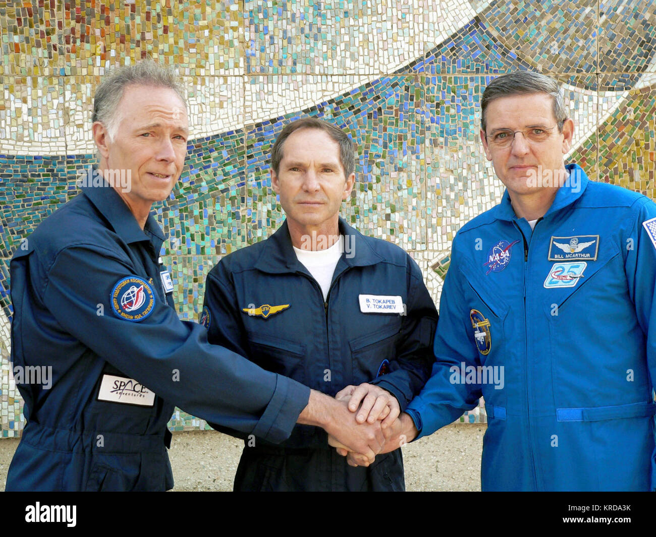 Crew of soyuz tma7 Stock Photo